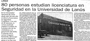 80 personas estudian la Licenciatura en Seguridad en la Universidad de Lanús