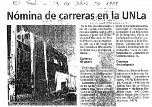 Nómina de carreras en la UNLa