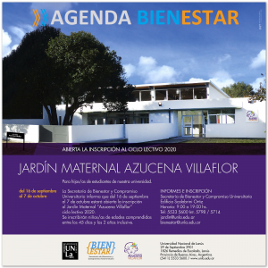 Inscripción para el ciclo 2020 del Jardín Maternal Azucena Villaflor para hijos e hijas de estudiantes
