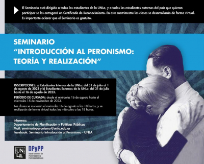 Seminario gratuito sobre Peronismo: teoría y realización