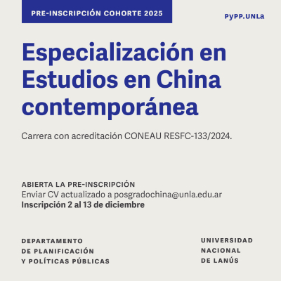 Abre la preinscripción para la Especialización en Estudios en China Contemporánea