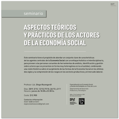 Está abierta la inscripción para seminario de posgrado en Economía Social