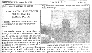 Ciclo de complementación curricular en Trabajo Social