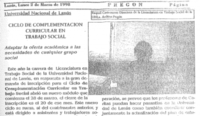Ciclo de complementación curricular en Trabajo Social