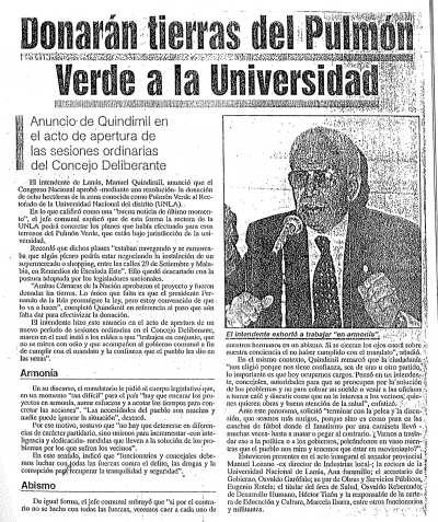 Donarán tierras del Pulmón Verde a la Universidad