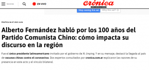 Alberto Fernández habló por los 100 años del Partido Comunista Chino: cómo impacta su discurso en la región