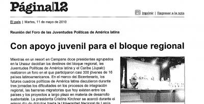 Con apoyo juvenil para el bloque regional