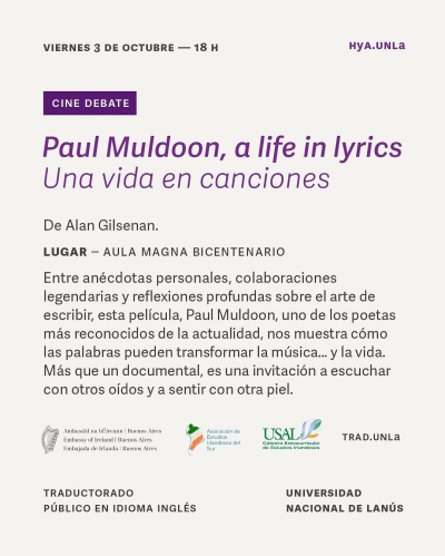 Cine debate: &quot;Paul Muldoon, a Life in Lyrics&quot;