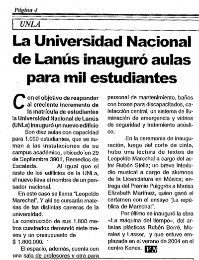 La Universidad Nacional de Lanús inauguró aulas para 1000 estudiantes