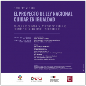 Te invitamos al conversatorio &quot;El proyecto de ley nacional Cuidar en Igualdad&quot;