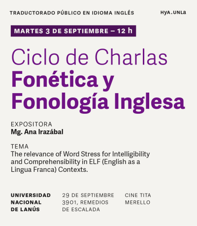 Segunda edición del Ciclo de charlas sobre Fonética y Fonología Inglesa
