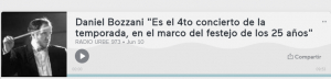 Daniel Bozzani: &quot;Es el 4to. concierto de la temporada, en el marco del festejo de los 25 años&quot;