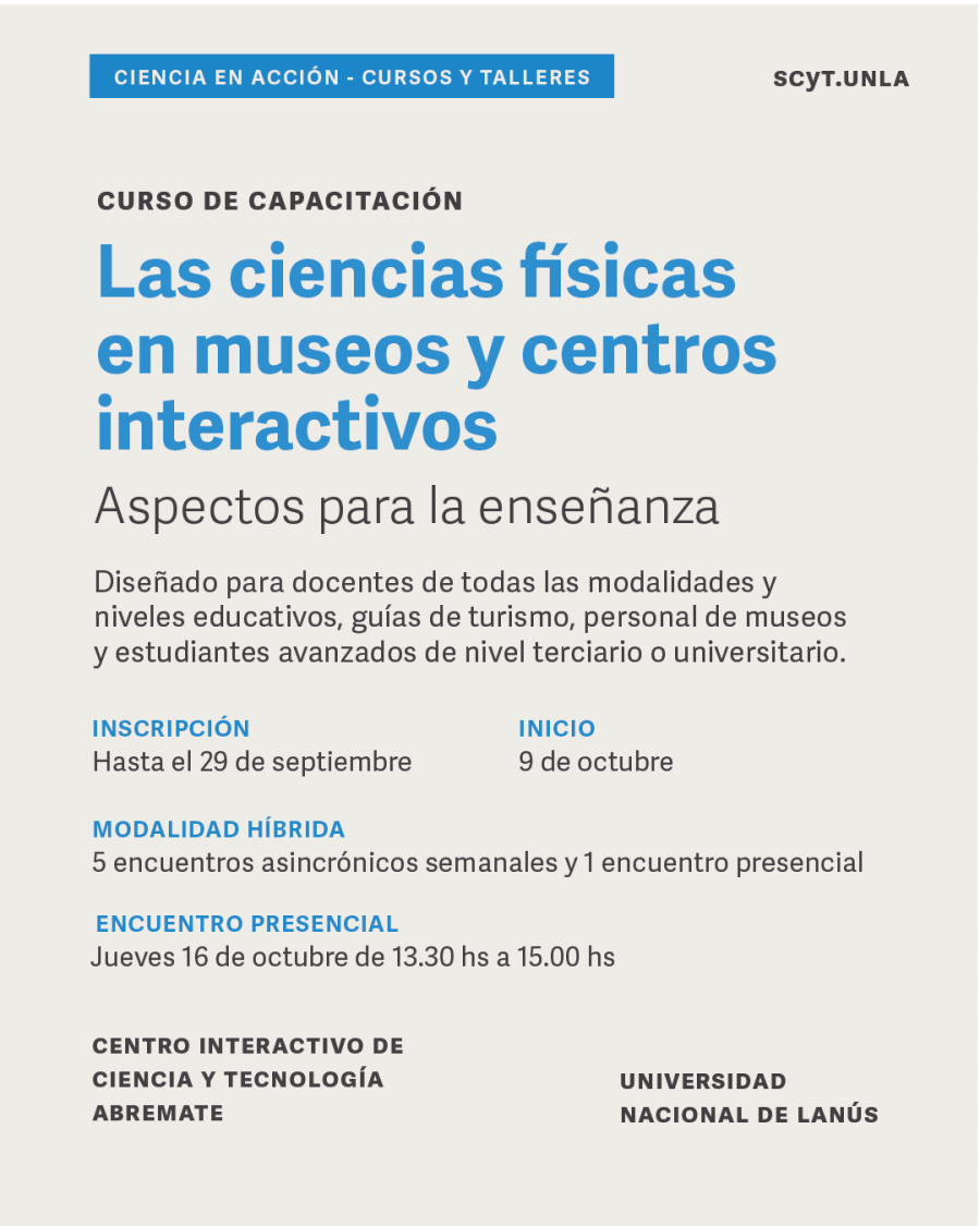 Curso de capacitación sobre las ciencias físicas en museos y centros interactivos