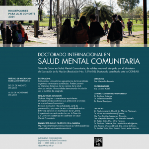 Abierta la preinscripción para XI Cohorte del Doctorado en Salud Mental Comunitaria