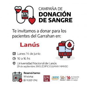 Sumate a la Campaña de Donación de Sangre en nuestra universidad