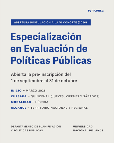 Abierta la inscripción para la Especialización en Evaluación de Políticas Públicas