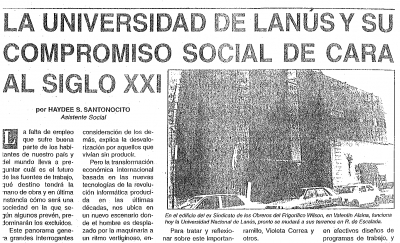 La Universidad de Lanús y su compromiso social de cara al siglo XXI