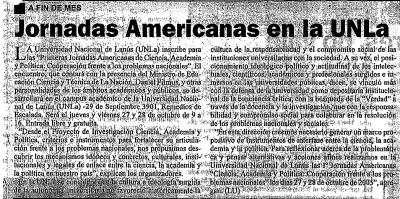 Jornadas Americanas en la UNLa