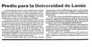 Predio para la Universidad de Lanús