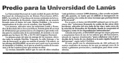 Predio para la Universidad de Lanús