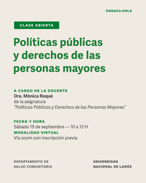 Clase abierta sobre pol&iacute;ticas p&uacute;blicas y derechos de las personas mayores