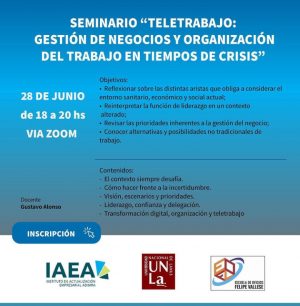 Sumate al seminario sobre teletrabajo y gestión en tiempos de crisis