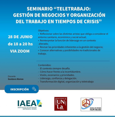 Sumate al seminario sobre teletrabajo y gestión en tiempos de crisis