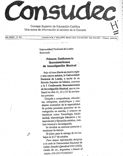 Primera Conferencia Iberoamericana de investigación Musical
