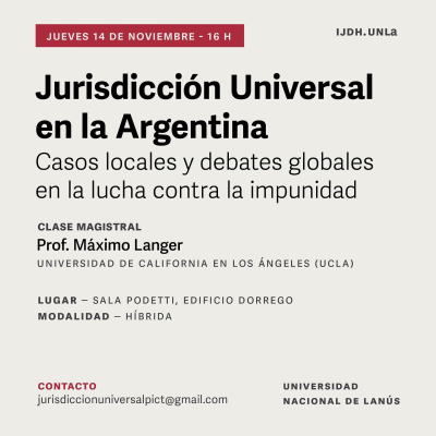 Clase magistral sobre &quot;Jurisdicción Universal en la Argentina&quot;