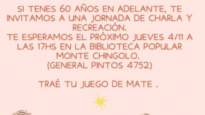 Encuentro para mayores de 60 en la Biblioteca popular Monte Chingolo