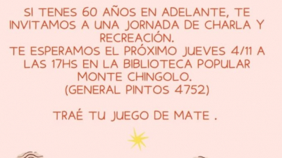 Encuentro para mayores de 60 en la Biblioteca popular Monte Chingolo