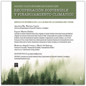 Encuentro y taller de intercambio con estudiantes sobre Recuperación sostenible y financiamiento climático