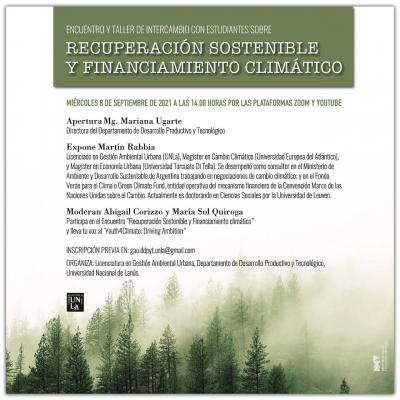 Encuentro y taller de intercambio con estudiantes sobre Recuperación sostenible y financiamiento climático