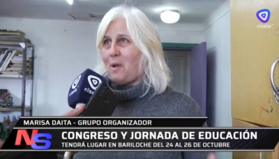 Marisa Daita, del grupo organizador del Congreso y Jornada de Educaci&oacute;n en Bariloche, habla en una entrevista.