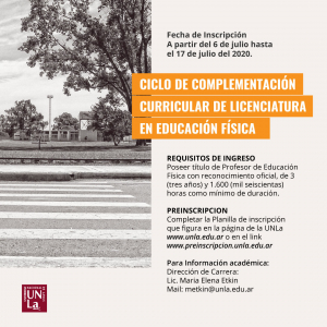 Abierta la inscripción al Ciclo de Licenciatura en Educación Física