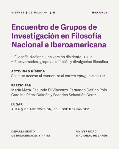 Encuentro de investigadores en Filosof&iacute;a nacional e iberoamericana