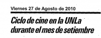 Ciclo de cine en la UNLa durante el mes de setiembre
