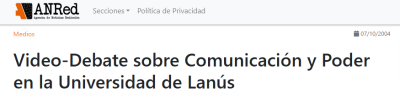 Video-Debate sobre Comunicación y Poder en la Universidad de Lanús