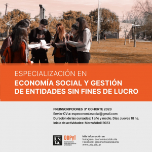 Inscriben para la Especialización en Economía Social y Gestión de las entidades sin fines de lucro