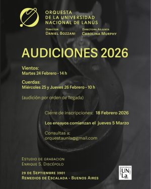 Convocatoria a audiciones para elegir nuevos integrantes de la orquesta