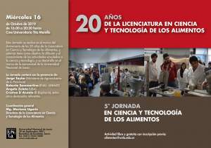 Invitan a jornada sobre ciencia y tecnología de los alimentos