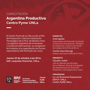 Sumate a la capacitación &quot;Argentina Productiva&quot; del Centro Pyme UNLa