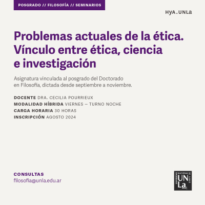Nuevos seminarios de posgrado del Doctorado en Filosofía
