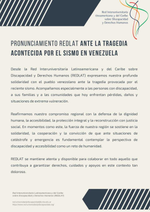 Pronunciamiento de REDLAT en solidaridad con Venezuela ante el reciente sismo.