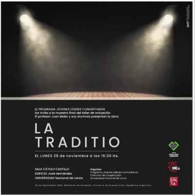 Te invitamos a la obra &quot;La Traditio&quot; de los jóvenes líderes comunitarios