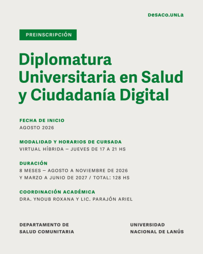 Diplomatura Universitaria en Salud y Ciudadan&iacute;a Digital