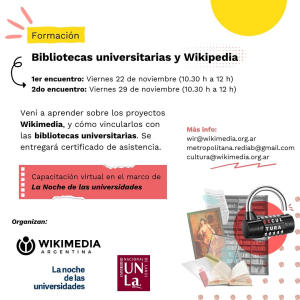 Capacitación virtual: &quot;Bibliotecas universitarias y Wikipedia&quot;