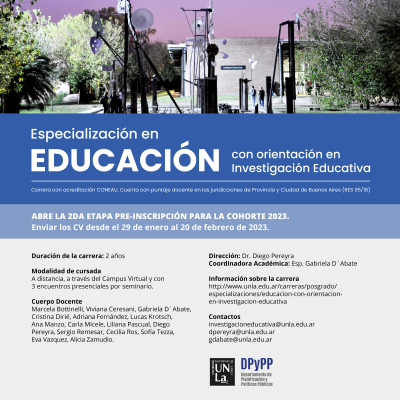 Abre segunda etapa de pre-inscripción para la Especialización en Educación
