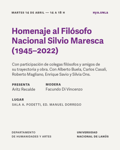 Homenaje al fil&oacute;sofo nacional Silvio Maresca