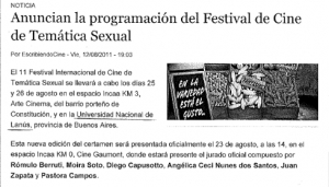 Anuncian la programación del Festival de Cine de Temática Sexual